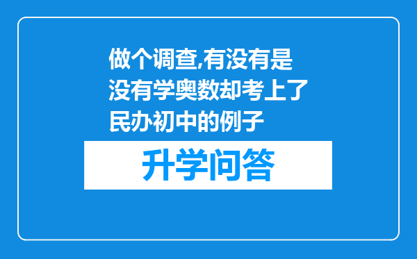 做个调查,有没有是没有学奥数却考上了民办初中的例子