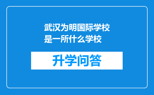 武汉为明国际学校是一所什么学校