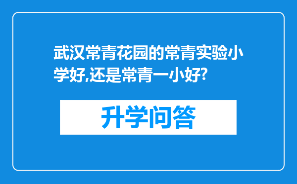 武汉常青花园的常青实验小学好,还是常青一小好?