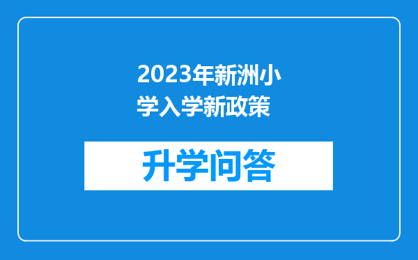 2023年新洲小学入学新政策