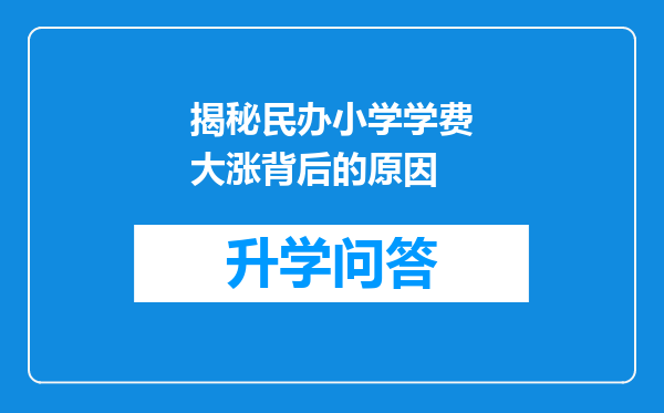 揭秘民办小学学费大涨背后的原因