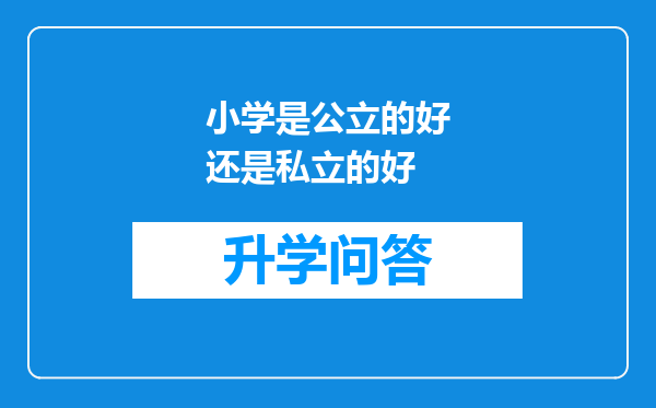 小学是公立的好还是私立的好