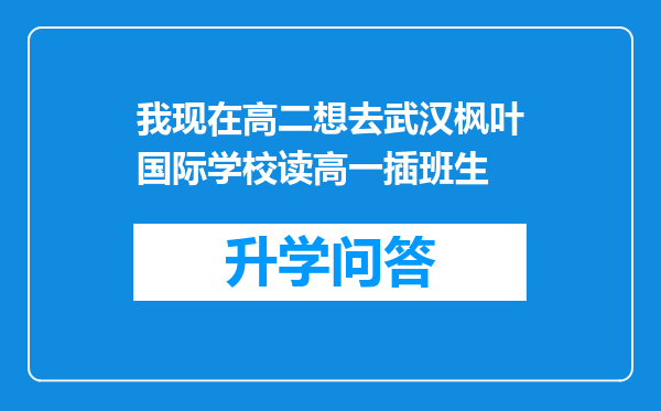 我现在高二想去武汉枫叶国际学校读高一插班生