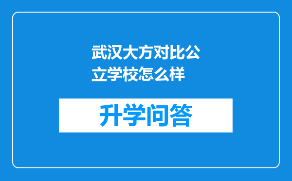 武汉大方对比公立学校怎么样