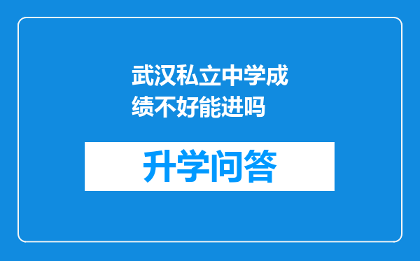 武汉私立中学成绩不好能进吗