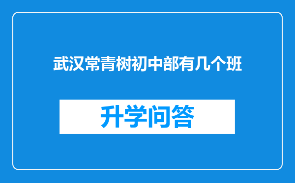 武汉常青树初中部有几个班