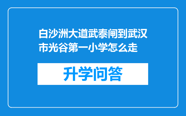 白沙洲大道武泰闸到武汉市光谷第一小学怎么走