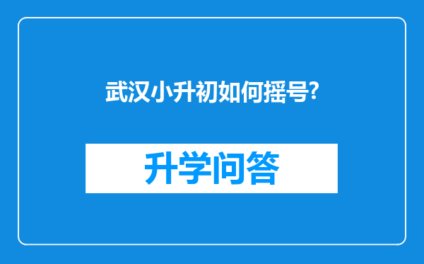 武汉小升初如何摇号?