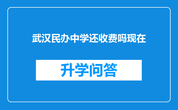 武汉民办中学还收费吗现在