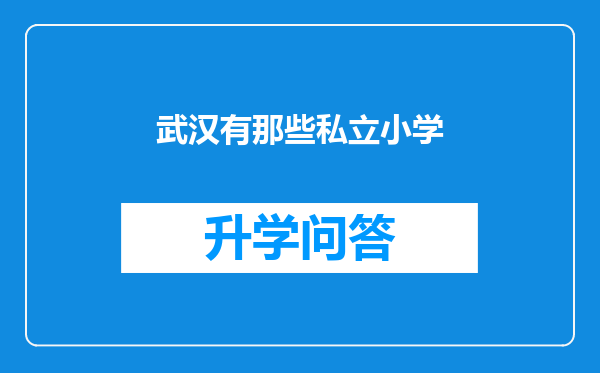 武汉有那些私立小学