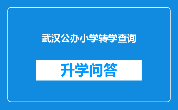 武汉公办小学转学查询