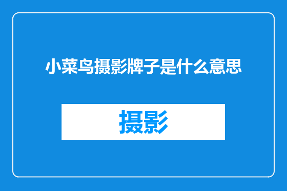 小菜鸟摄影牌子是什么意思