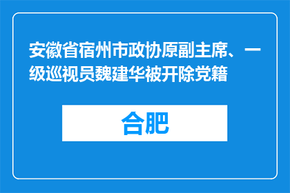 安徽省宿州市政协原副主席、一级巡视员魏建华被开除党籍