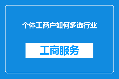 个体工商户如何多选行业(个体工商户如何有效选择多个行业以实现多元化经营？)