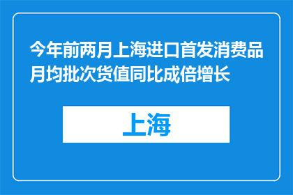 今年前两月上海进口首发消费品月均批次货值同比成倍增长